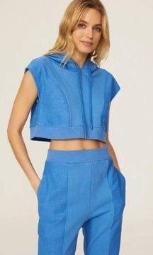 Herve by Herve Leger Blue Sleeveless Hoodie Womens Size Small