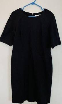 Christopher & Banks Black Sheath Dress 10 Half Sleeve Zip Stretch A10