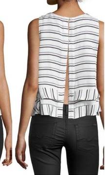 Rebecca Minkoff Marie striped flyaway back cropped sleeveless top xs