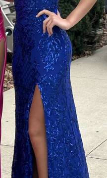 blue sparkly prom dress