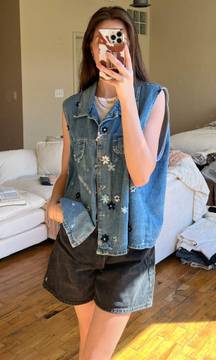 Flower Denim Vest 