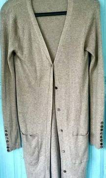 Ya Los Angeles Super Soft Tan Button Front Long Cardigan Size Medium