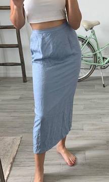 Adrianna Papell Womens A Line Skirt Dusty Blue Midi Lined Zip 100% Silk Career 8