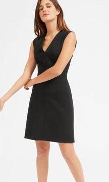 Everlane The Sleeveless V-Neck Flare Dress Black Womens 4