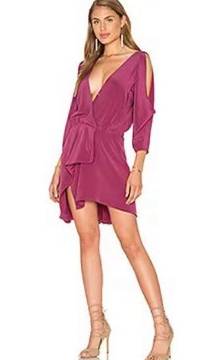 Michelle Mason Silk Open Shoulder Drape Mini Dress in Puce Women’s Size 4