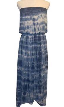 Velvet by Graham & Spencer blue & white tie-dye strapless maxi dress size M