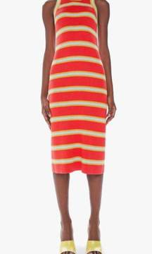 NEW $401 MOTHER the chin up dress in red and mint stripe