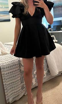 Black Ruffled Sleeve Dress