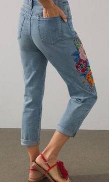 Chico’s So Slimming Girlfriend Slim Leg Embroidered Crops Size 6R