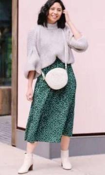 Exlura Green and White Polka Dot Midi Skirt size large