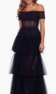 BNWOT BETSEY & ADAM KAI OFF THE SHOULDER TIERED MAXI DRESS