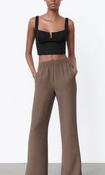 TEXTURED STRAIGHT LEG PANTS