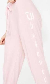 New Dollskill Wildfox Whatever Baby Pink Jogger Sweatpants L