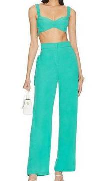 Revolve Bralette Pant Set Mermaid Green XS Hip Cutout Bustier More to Come Torie