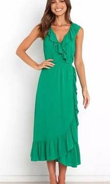 Petal & Pup Mariska Green Ruffle Midi Dress 4