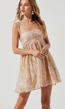 SERENITY FLORAL SQUARE NECK MINI DRESS