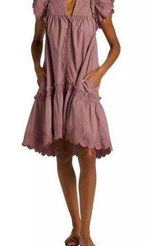 Sea NY Heart Quilt Petal Sleeve Tiered Dress size S