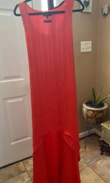 VINTAGE  RED HIGH LOW MAXI DRESS SIZE 14