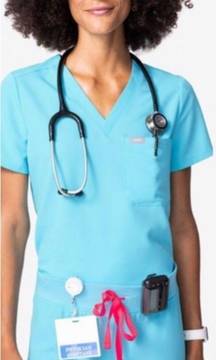 - Scrub Set Neon Blue Catarina One-Pocket Top Zamora Jogger Doctor Nurse