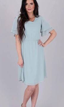 Sage Green Flutter Sleeve Dress