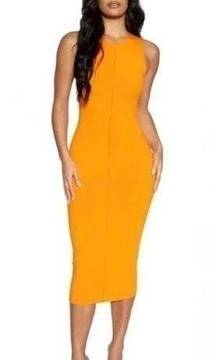 Naked Wardrobe All Snatched Up Sleeveless Body-Con Dress orange