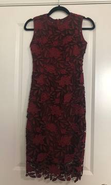 Black And Red Cocktail Lace Dress