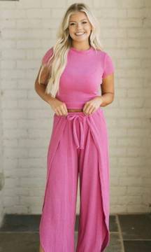 Ribbed Split Pants Set