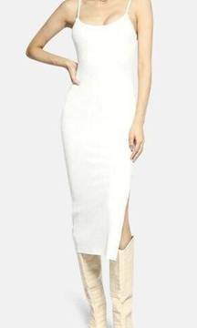 THE RANGE Dress Size Medium White NWT Alloy Rib Braided Midi Casual Comfort