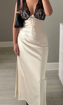 Satin Maxi Dress With Lace Bust