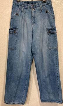 Vintage 90s Y2K Blue Cargo High Rise Straight Leg Grunge Jeans