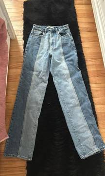 90s Boyfriend Jeans / two tone split jeans