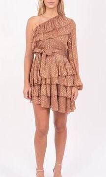 Rococo Sand Aine One Shoulder Dress in Tan Women's Size Small