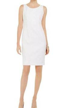 Kasper Textured Leaf Jacquard Embroid Vanilla Ice Dress 16