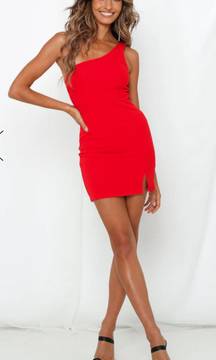 Red One Shoulder Dress