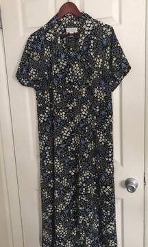 Floral Print Button Front Short Sleeve Dress Women's Size W22