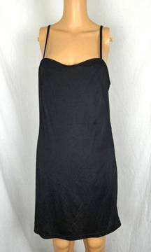 Alberto Makali Black Slip Dress Vintage Size 8 EUC Semi Sheer Adjustable Straps