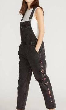 Driftwood Brady Boyfriend Overalls Cherokee Aztec Embroidered Distressed Size L