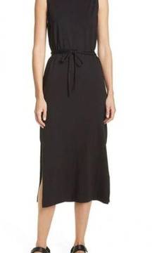 VINCE Sleeveless Pima Cotton Midi Tank Dress in Black