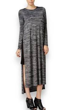 Women's Gray Polyester Round Neck Long Sleeve Knee Length Dress Size XS