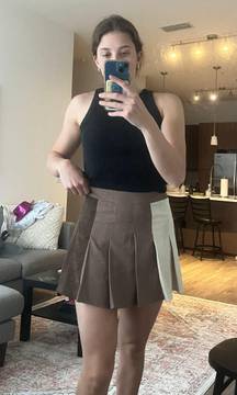 Brown Pleated Skirt 