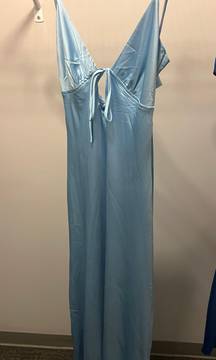 Pepper Mayo Blue Ice Satin Maxi Dress 