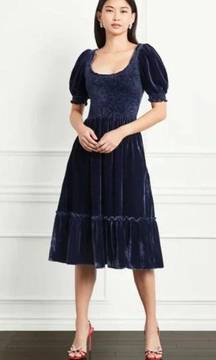 Hill House The Louisa Nap Dress in Navy Blue Velvet Size M NWT