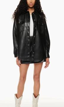 | Aritzia Black Ganna Leather Shirt Jacket