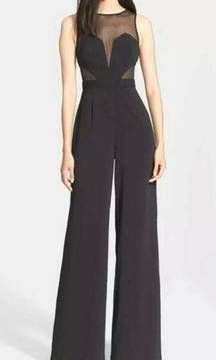 Jay Godfrey Sheer Panel Crepe Jumpsuit