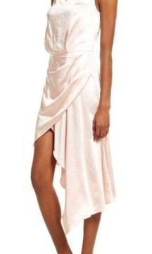 ELLIATT Alaia Asymmetric Satin Cocktail Dress in Blush Size Medium