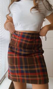 DARK ACADEMIA WOOL High Waisted Plaid Skirt