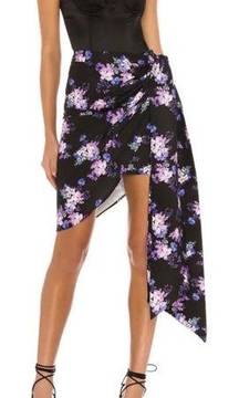 Lovers + Friends Kana Skirt In Royal Floral Black Tie Waist