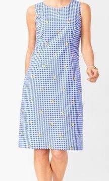 Talbots Lemons & Gingham Shift Dress Size 8