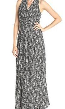 Black & White Print Halter Maxi Dress