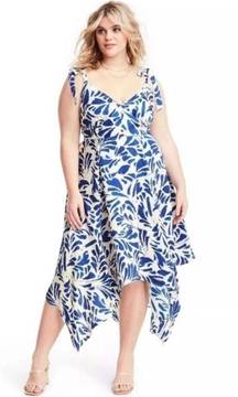 NWT  x Target Blue Botanical Floral Asymmetrical Hem Dress Size 3X